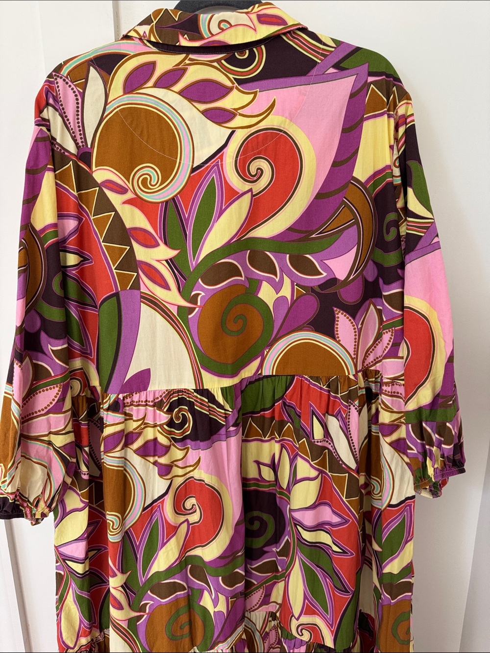 Anthropologie Maeve The Bettina Tiered Shirt Dress Purple Motif Size 2X - Picture 8 of 11